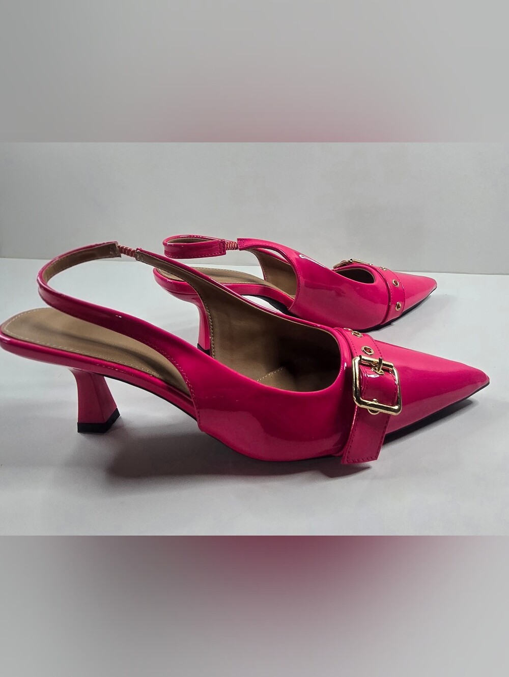 Hot Pink Patent Slingback Pointed Toe Flats Size 10 / EU 41 NWT - Picture 3 of 8